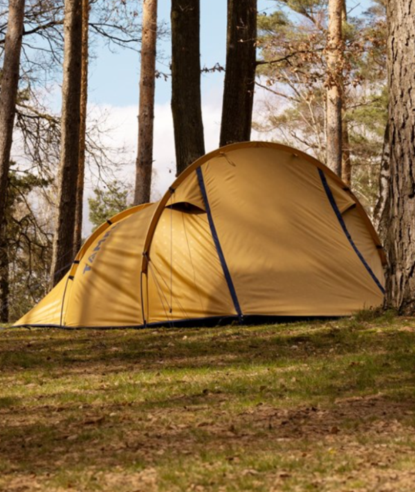 Kalo 3 tunnel tent for camping and outdoor adventures, featuring 3-person capacity, dark sleep cabin, and waterproof 100% recycled polyester fabric